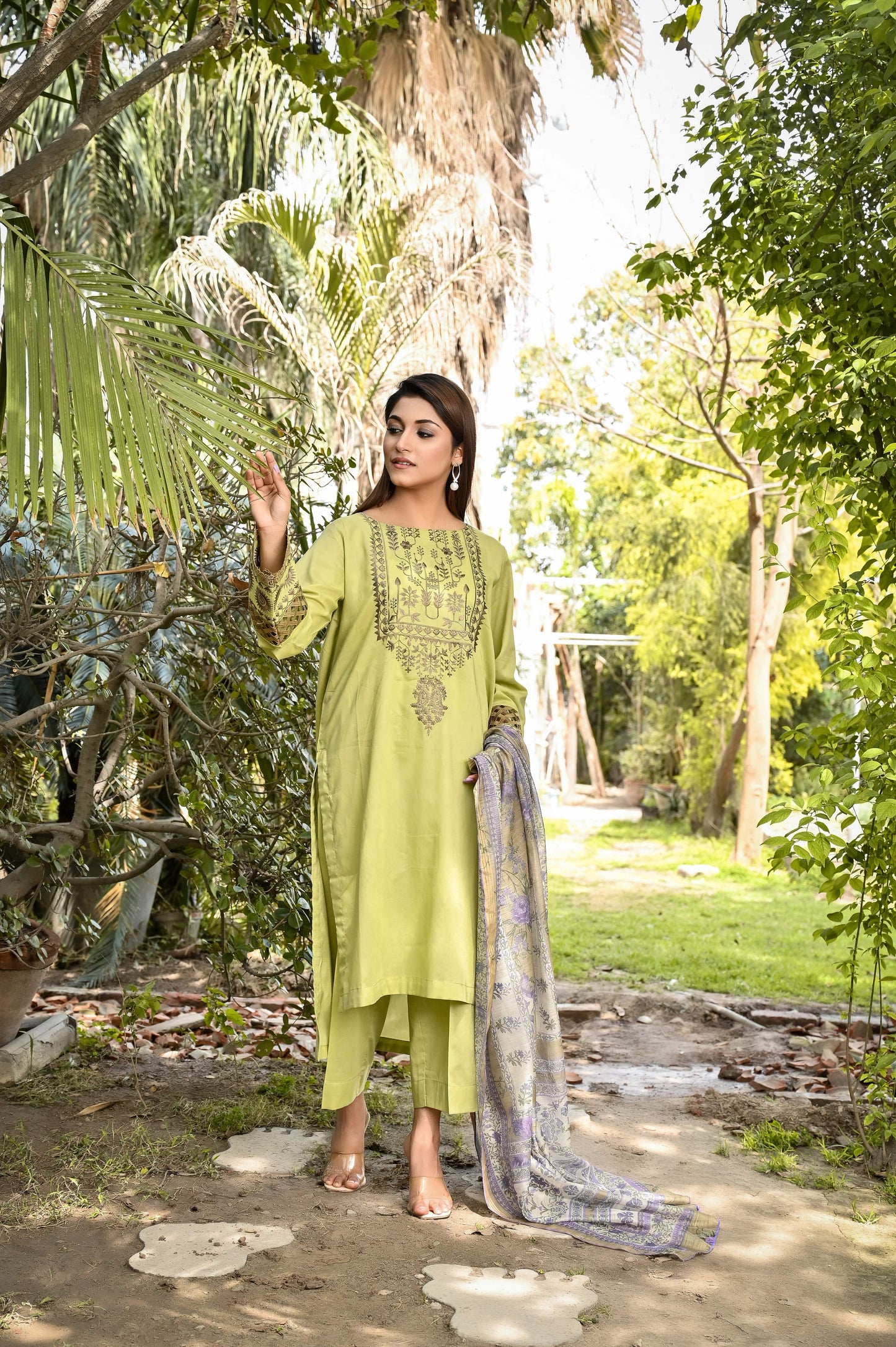 3pcs Green Embroidred - Perfect Stitches By Maryam