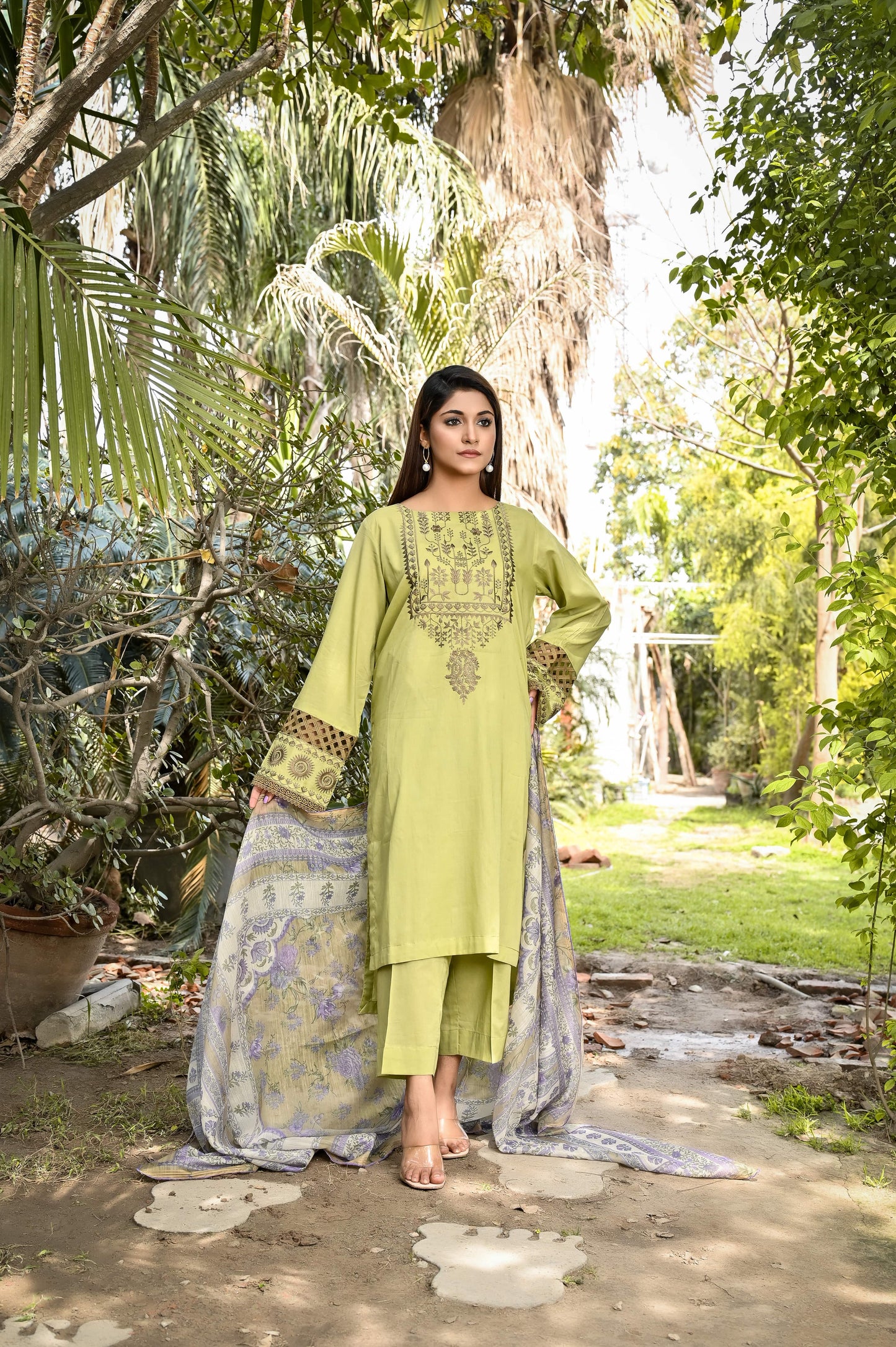 3pcs Green Embroidred - Perfect Stitches By Maryam
