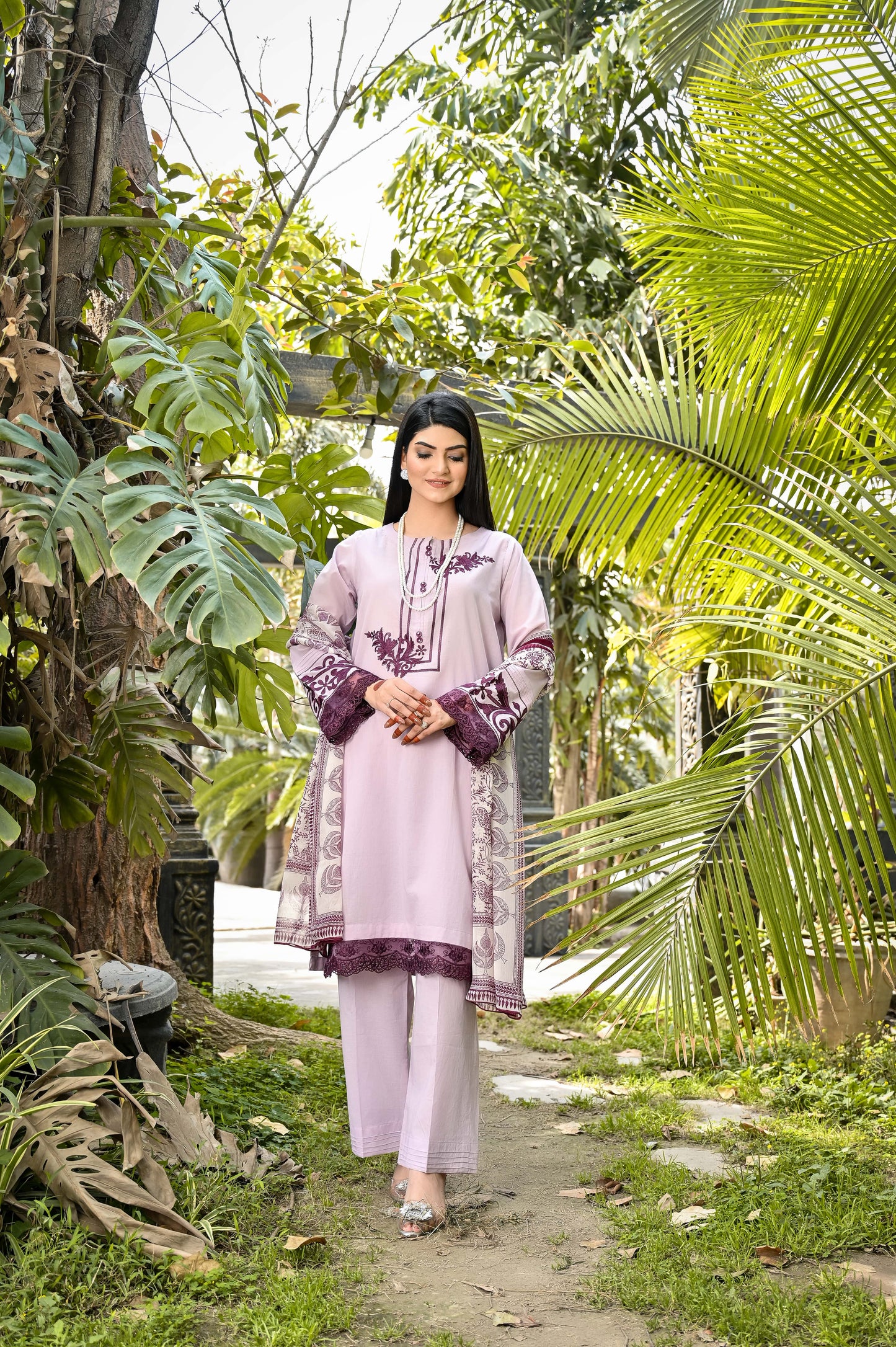 3Pcs Purple Embroidred - Perfect Stitches By Maryam