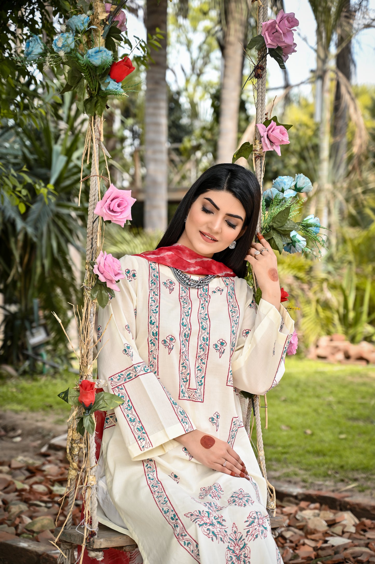 2Pcs Off White Block Printed - Perfect Stitches By Maryam