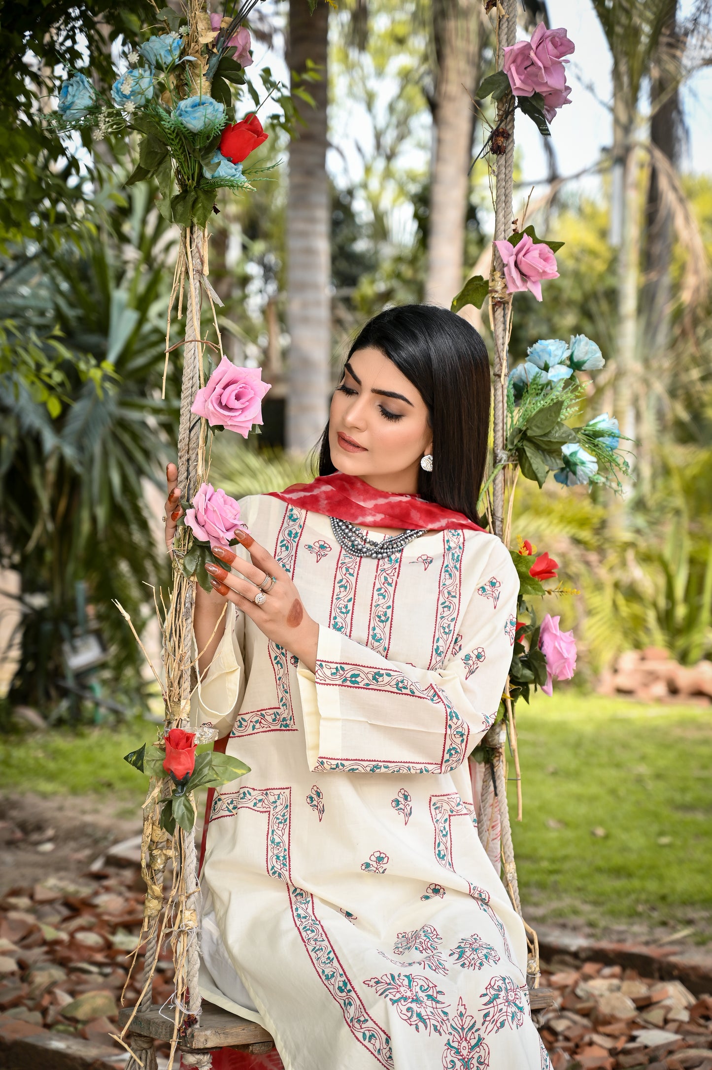 2Pcs Off White Block Printed - Perfect Stitches By Maryam