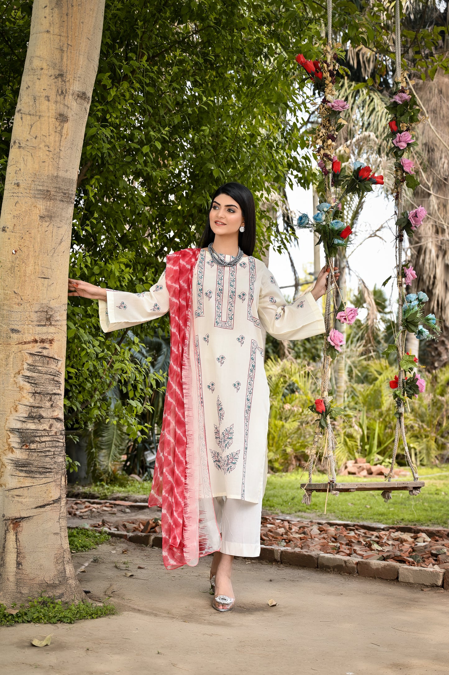 2Pcs Off White Block Printed - Perfect Stitches By Maryam