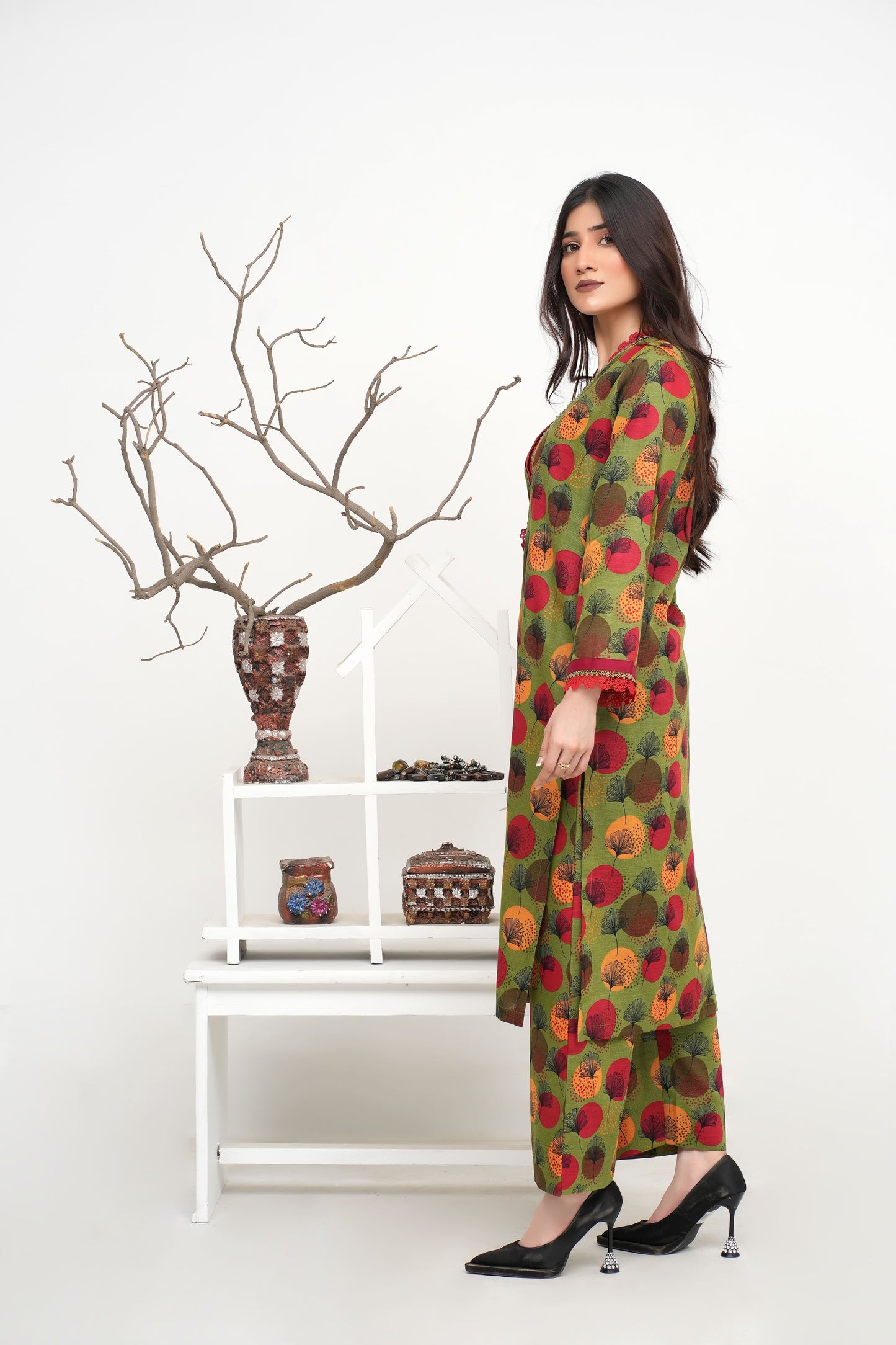 Green Printed Khaddar 2PC