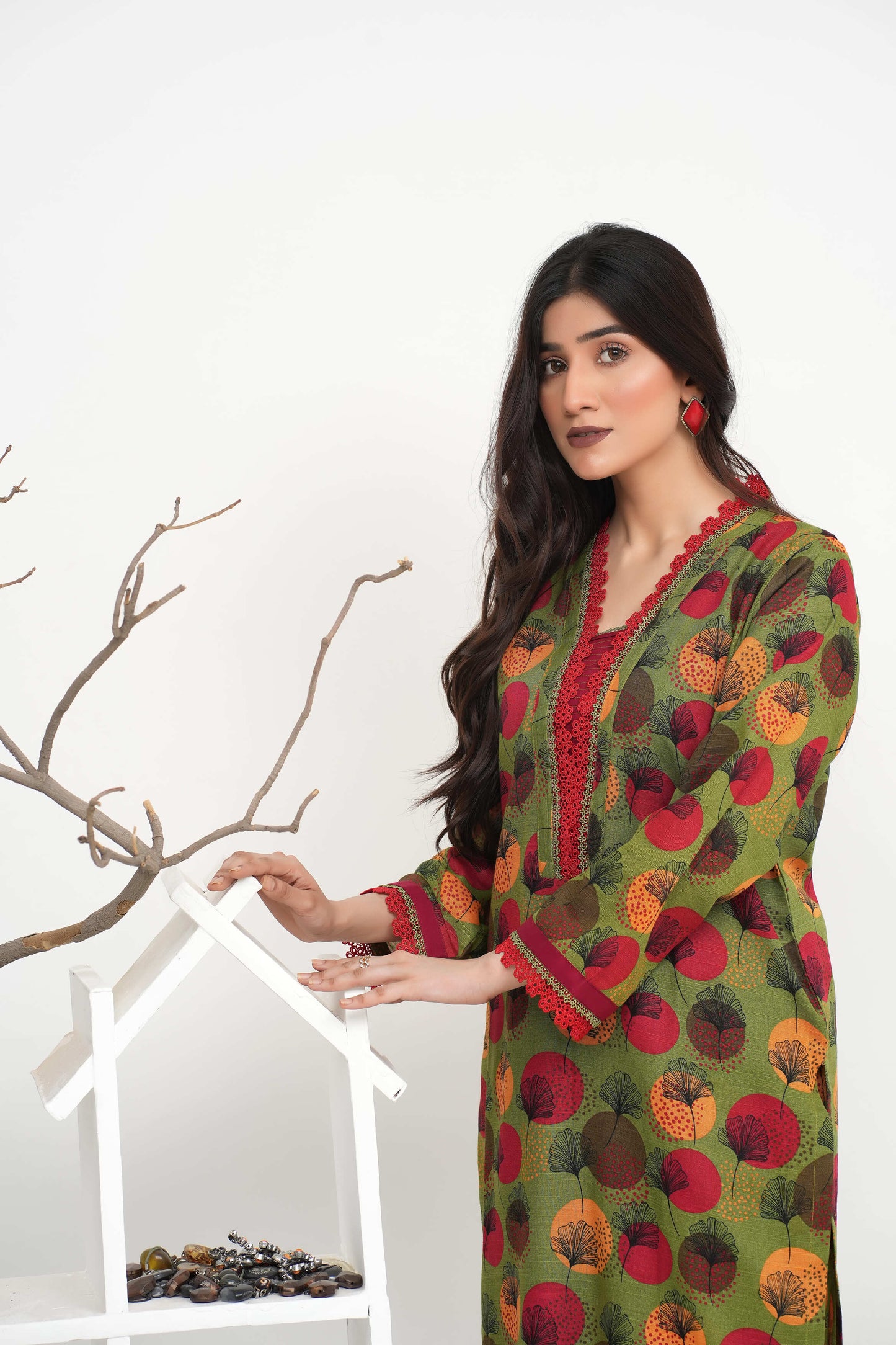 Green Printed Khaddar 2PC