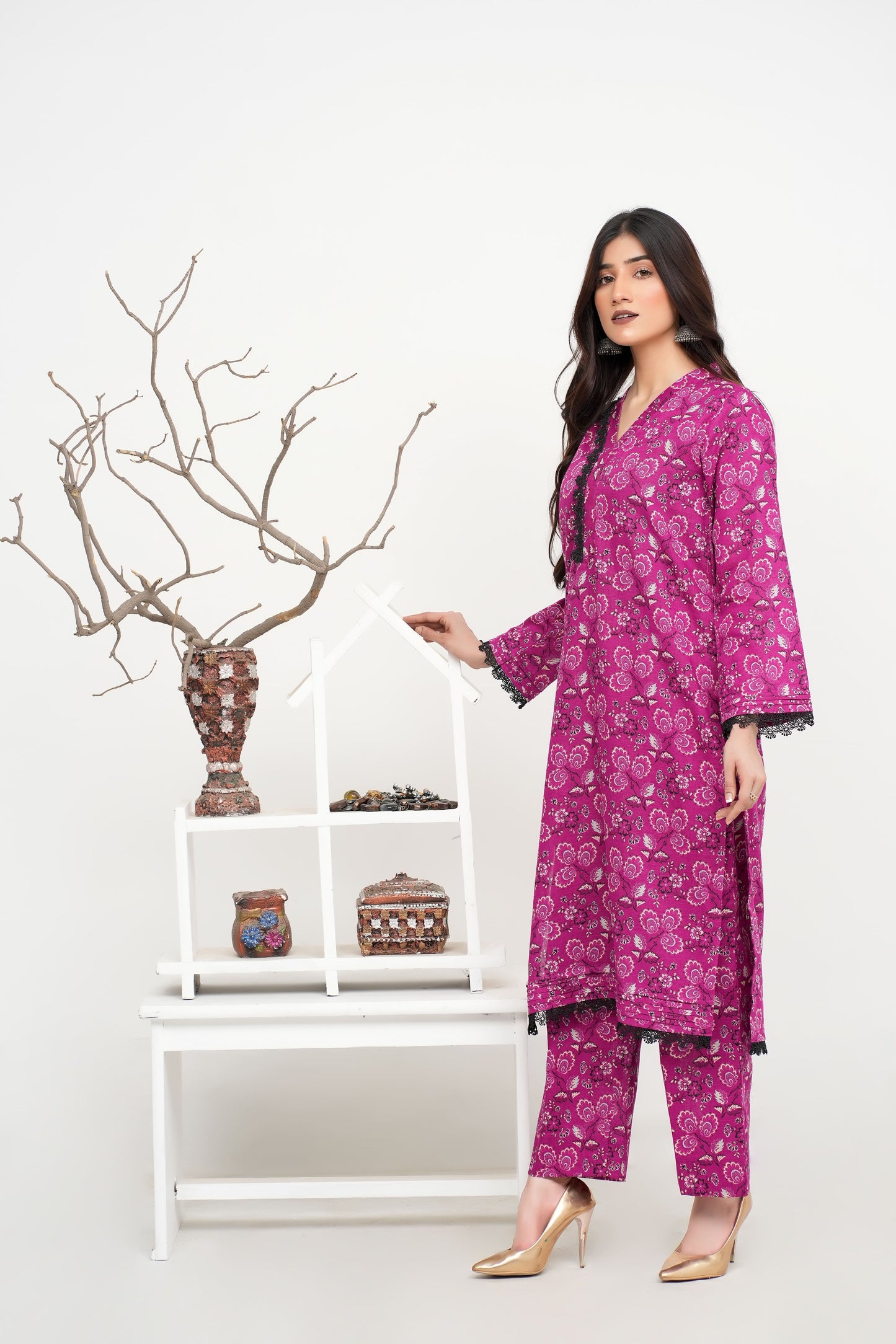 Pink Printed Khaddar 2PC