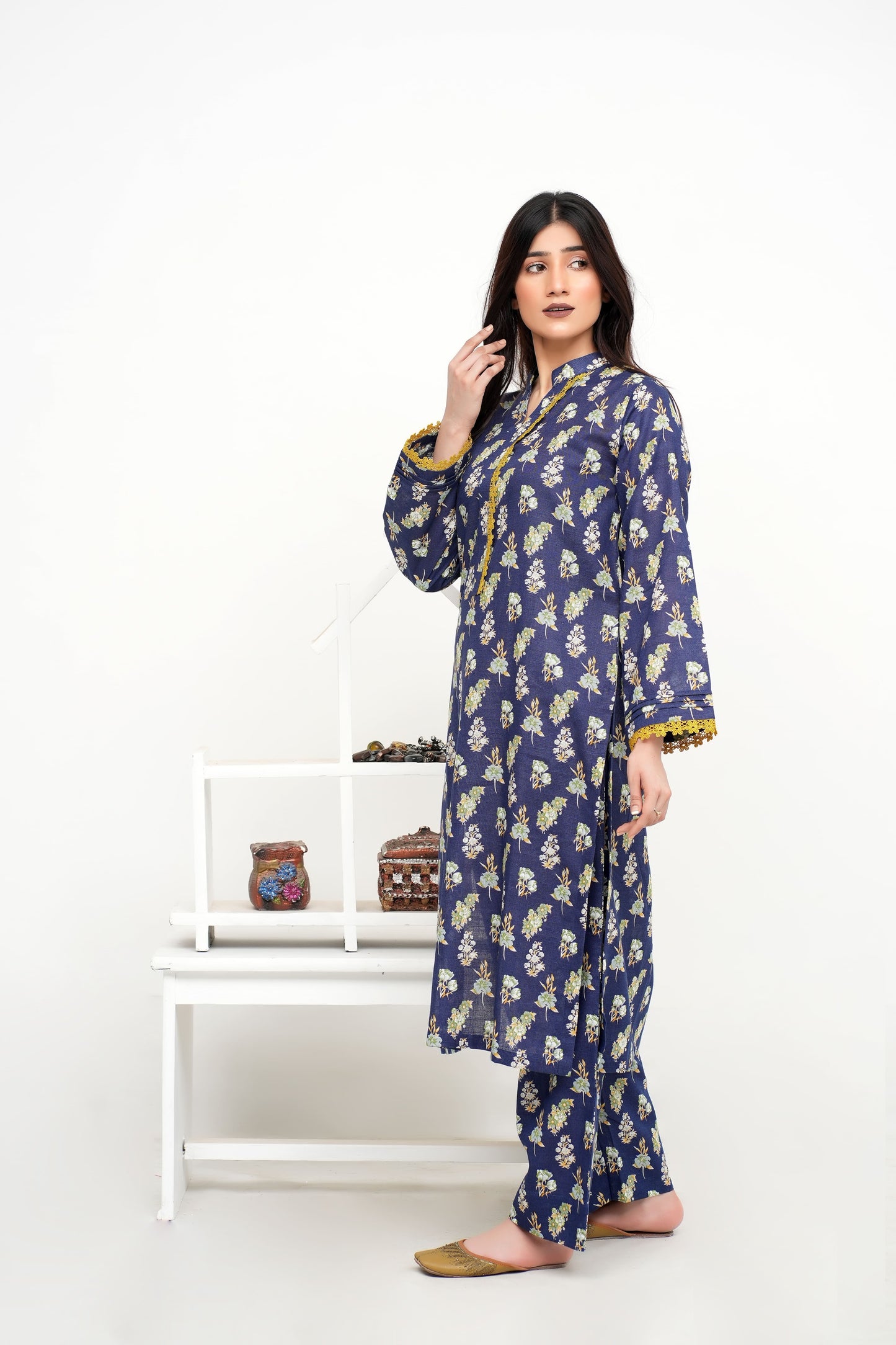 Blue Printed Khaddar 2PC