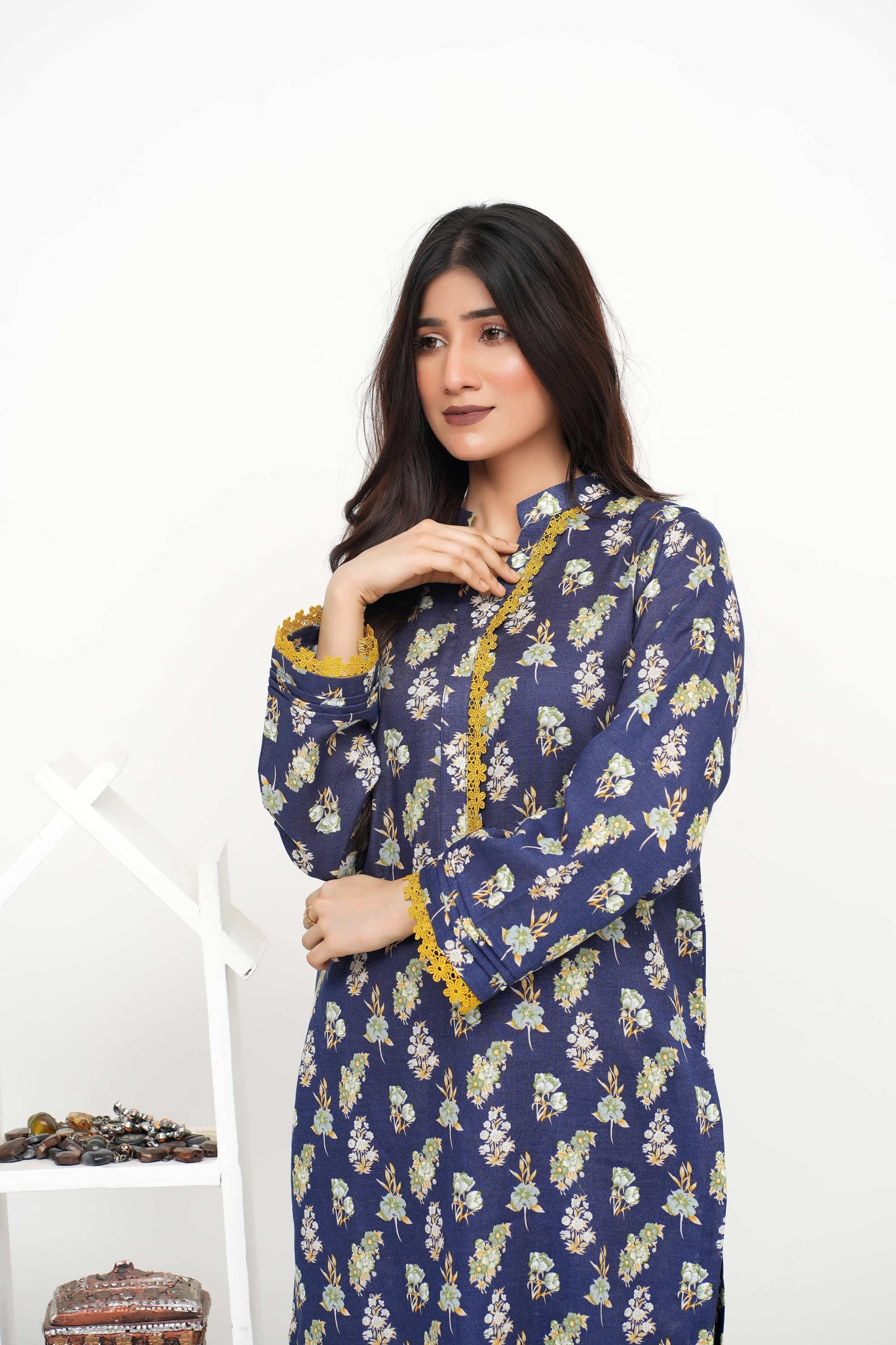 Blue Printed Khaddar 2PC
