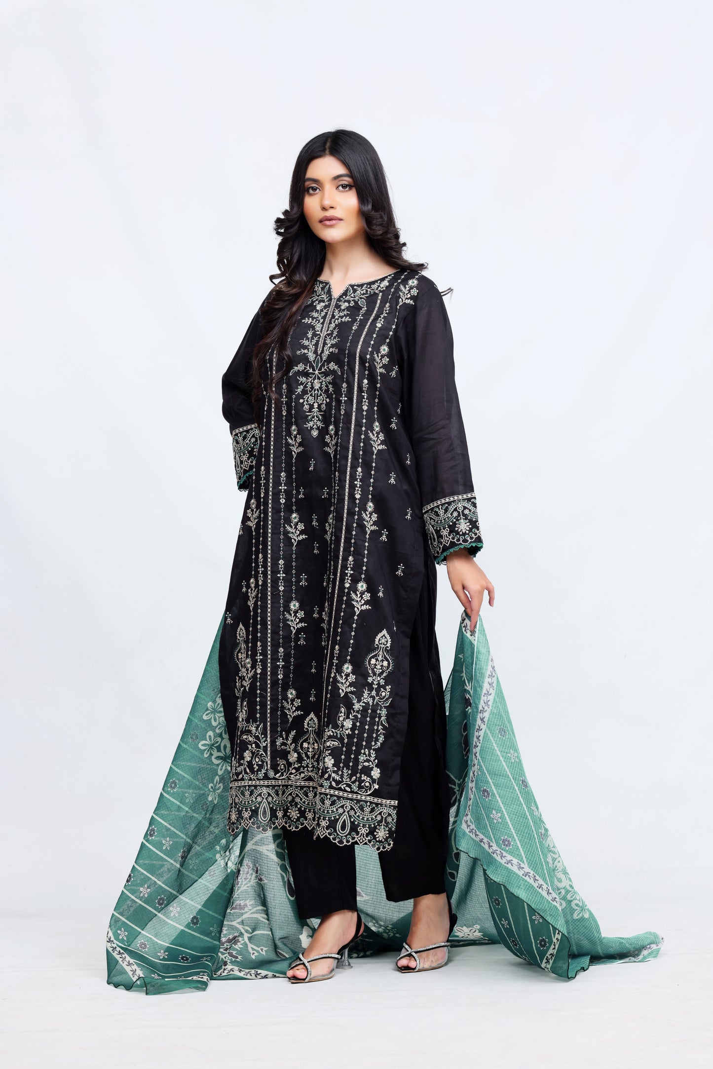 Black & Zink Lawn Embroidered - Perfect Stitches By Maryam