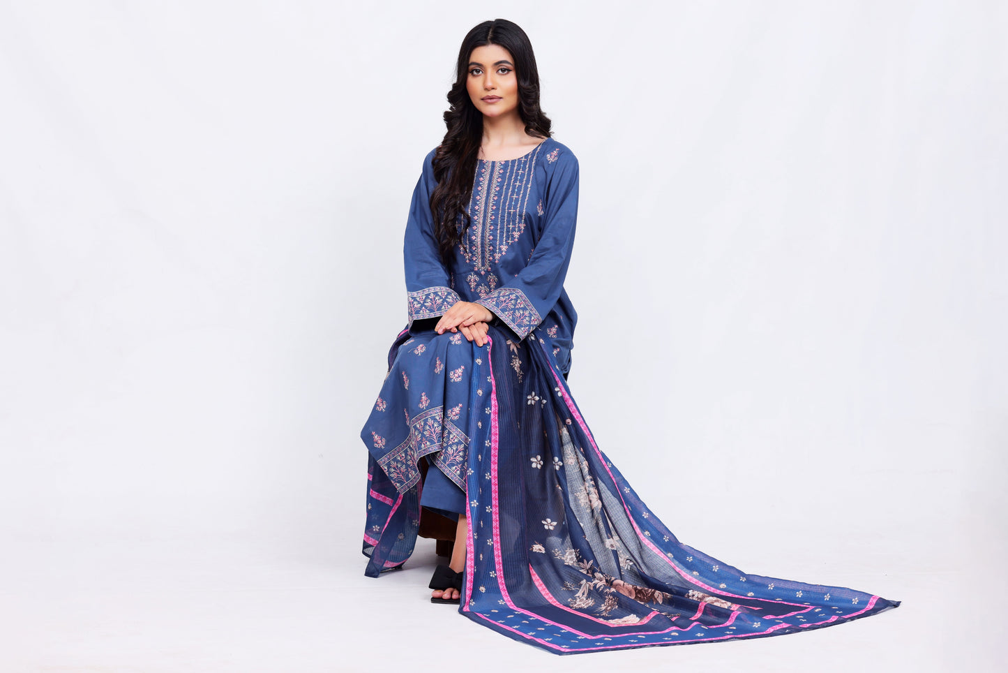 Blue Lawn Embroidred - Perfect Stitches By Maryam