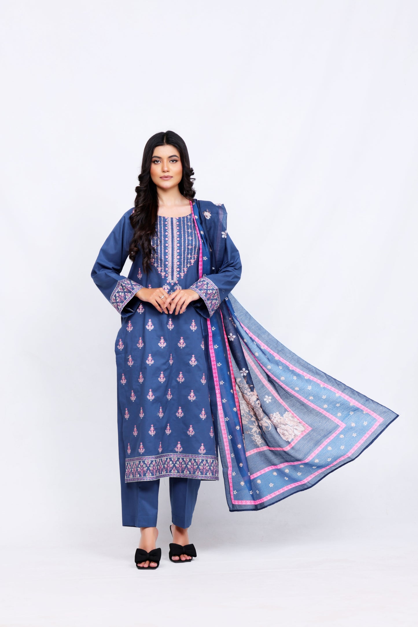 Blue Lawn Embroidred - Perfect Stitches By Maryam