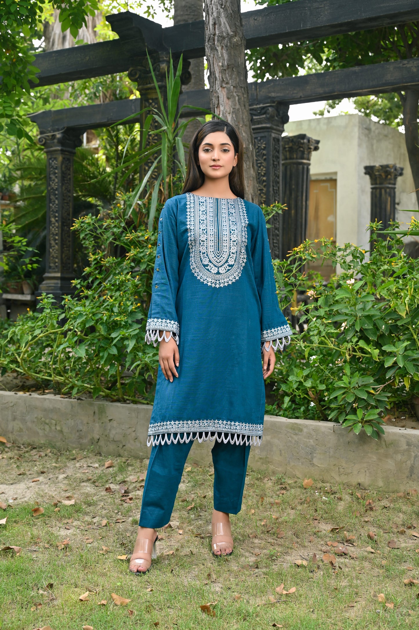 Blue Embroidered khaddar 2pc
