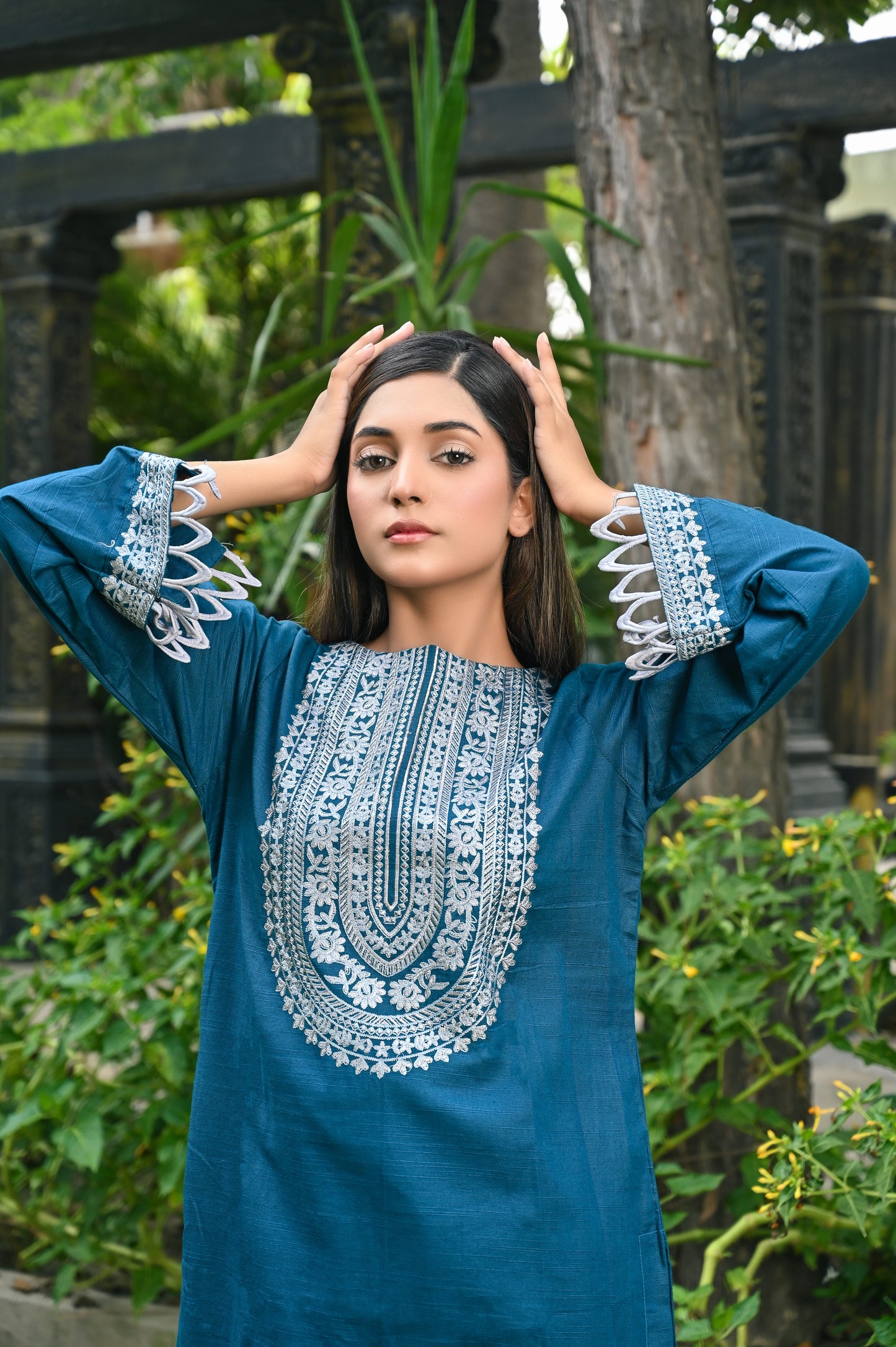 Blue Embroidered khaddar 2pc