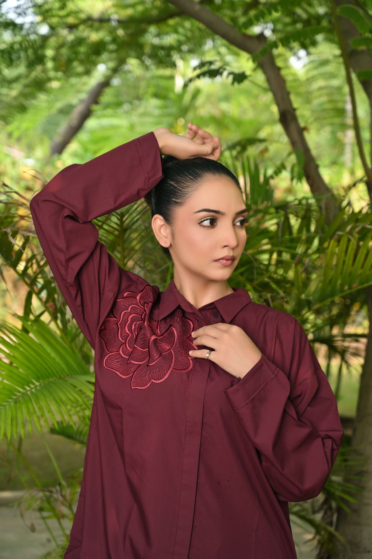2-Piece Mehroon Embroidered Co-Ord Set – Perfect Stitches By Maryam