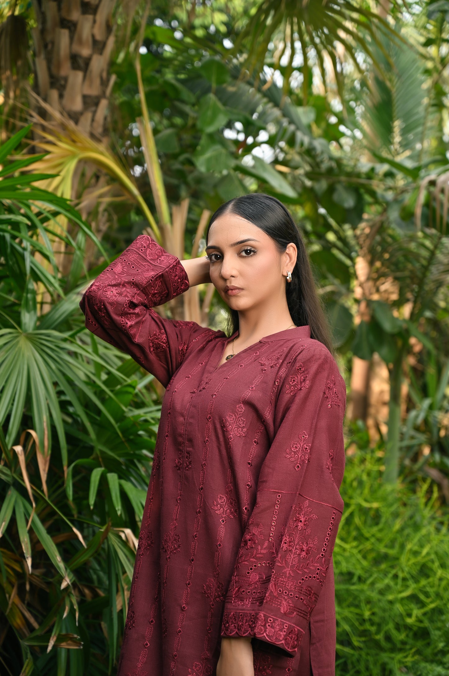 Maroon Khaddar Embroidered 2Pc