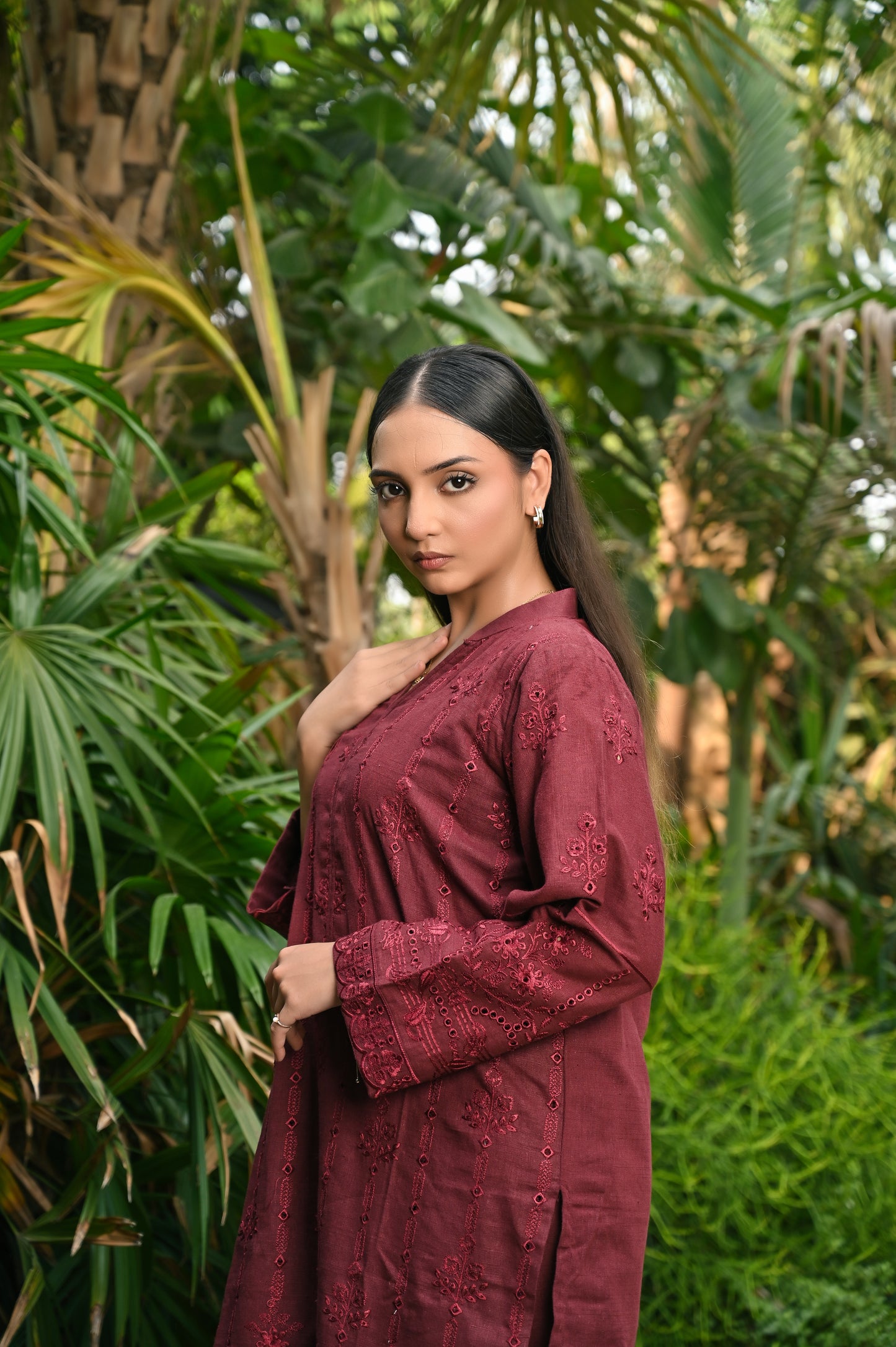 Maroon Khaddar Embroidered 2Pc