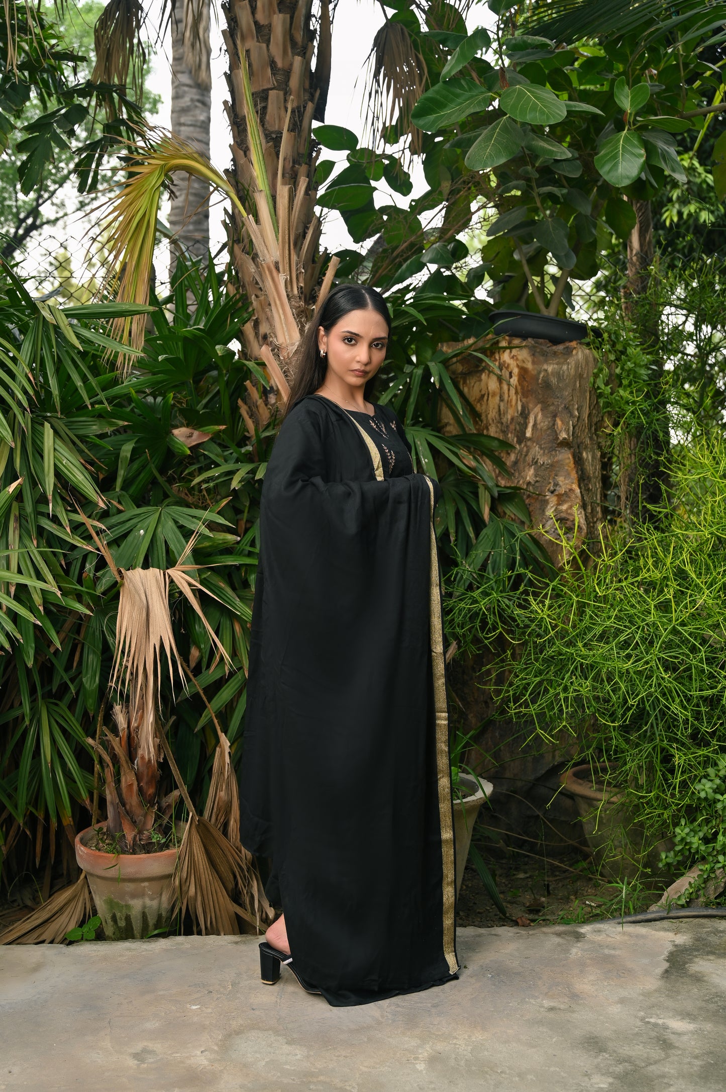 Black Block Printed Khaddar 3Pc