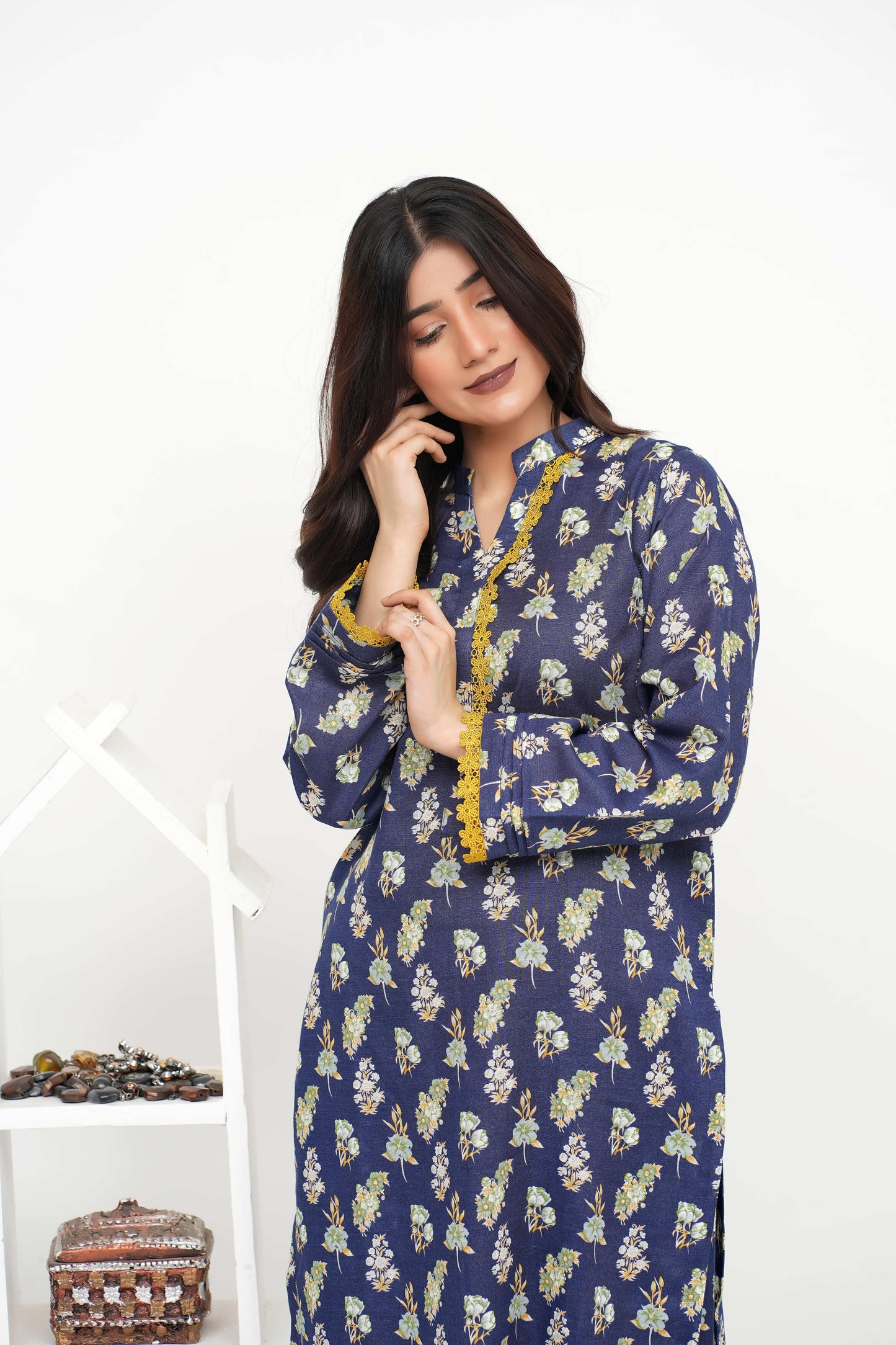 Blue Printed Khaddar 2PC