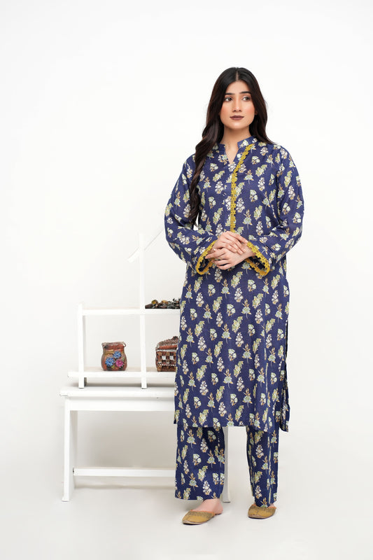 Purple Printed Khaddar 2PC