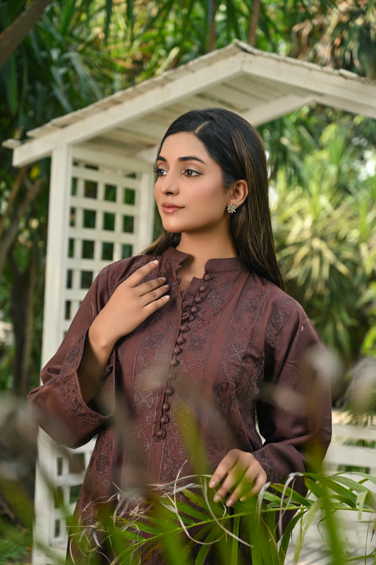 Maroon Khaddar Embroidery 2Pc